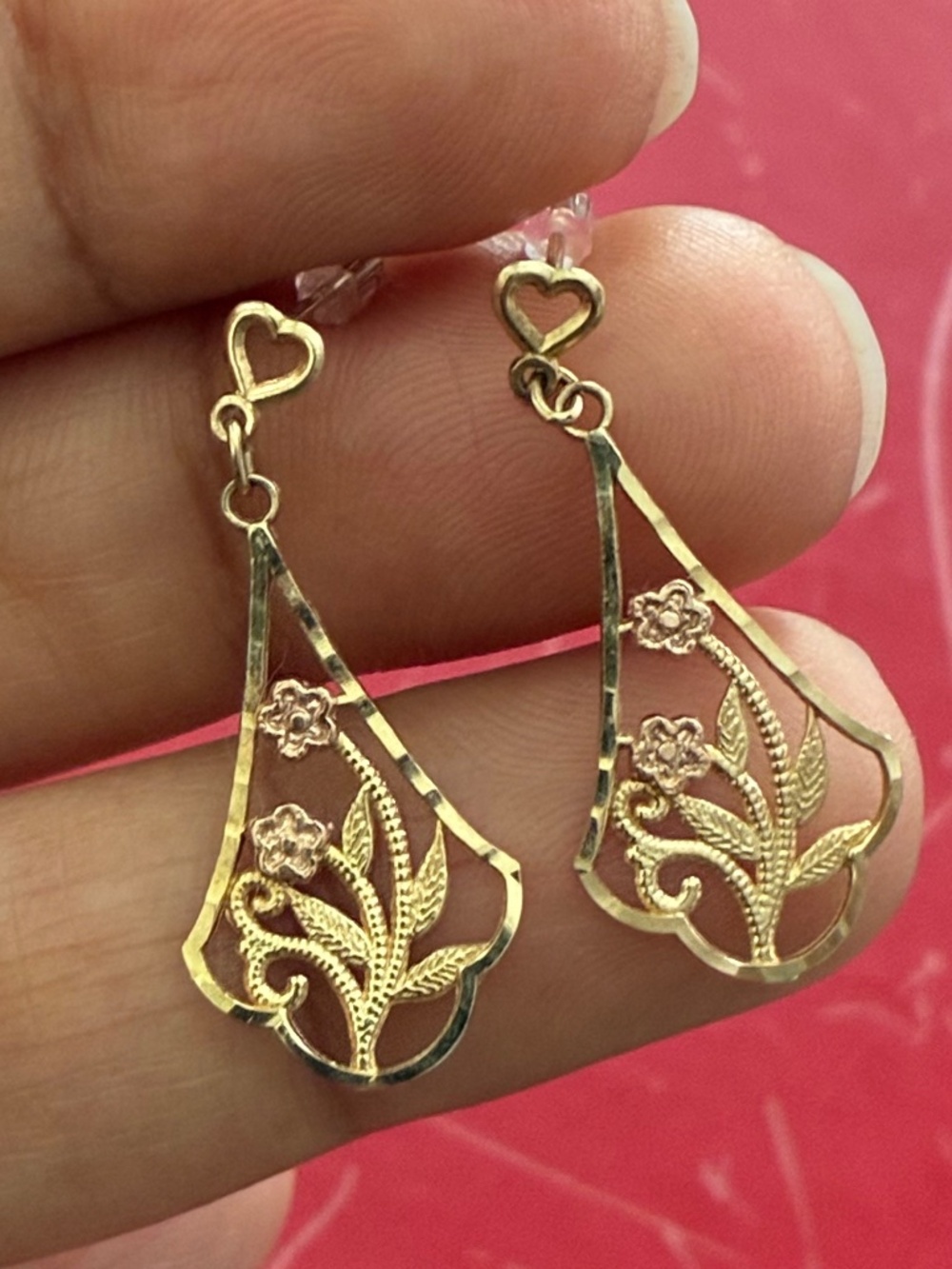 10k yellow gold dangle earrings